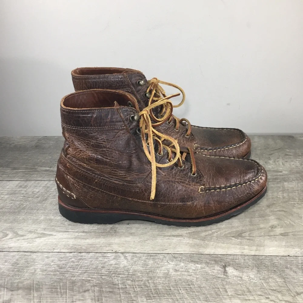 Allen Edmonds Yuma Chukka Bison Brown Leather Men’s Moc Toe Boots Size 10 Wide